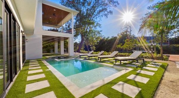 luxury backyard with pool